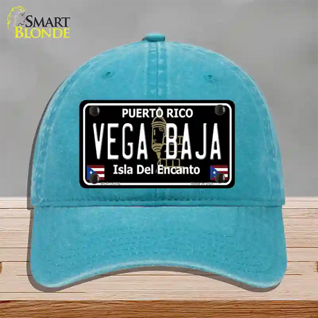 Vega Baja Puerto Rico Black Novelty License Plate Hat Unconstructed Cotton / Lake Blue