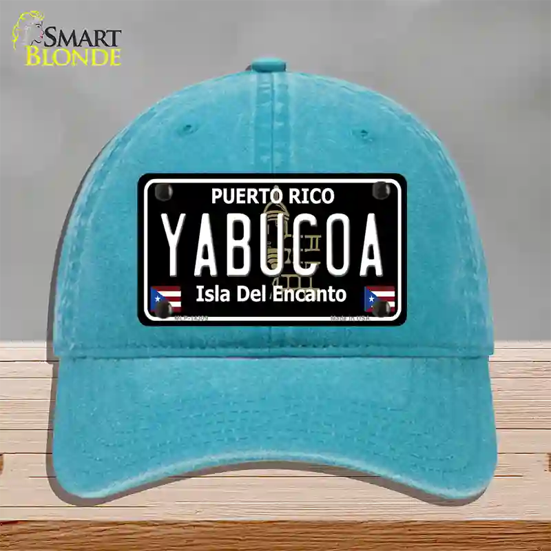 Yabucoa Puerto Rico Black Novelty License Plate Hat Unconstructed Cotton / Lake Blue