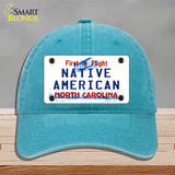 North Carolina Native American Novelty License Plate Hat Unconstructed Cotton / Lake Blue