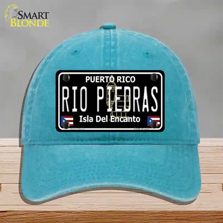 Rio Piedras Puerto Rico Black Novelty License Plate Hat Unconstructed Cotton / Lake Blue