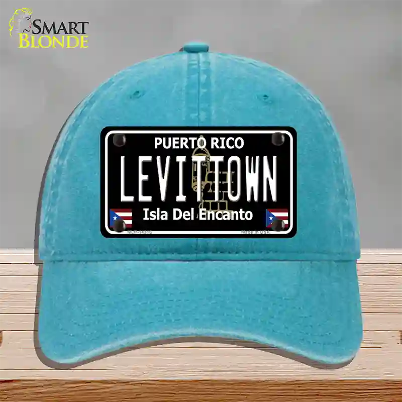 Levittown Puerto Rico Black Novelty License Plate Hat Unconstructed Cotton / Lake Blue