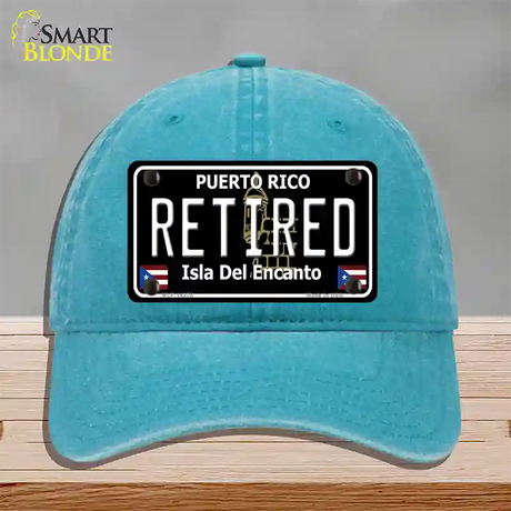 Retired Puerto Rico Black Novelty License Plate Hat Unconstructed Cotton / Lake Blue