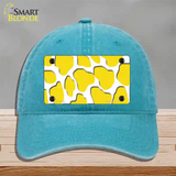 Yellow White Giraffe Novelty License Plate Hat Unconstructed Cotton / Lake Blue