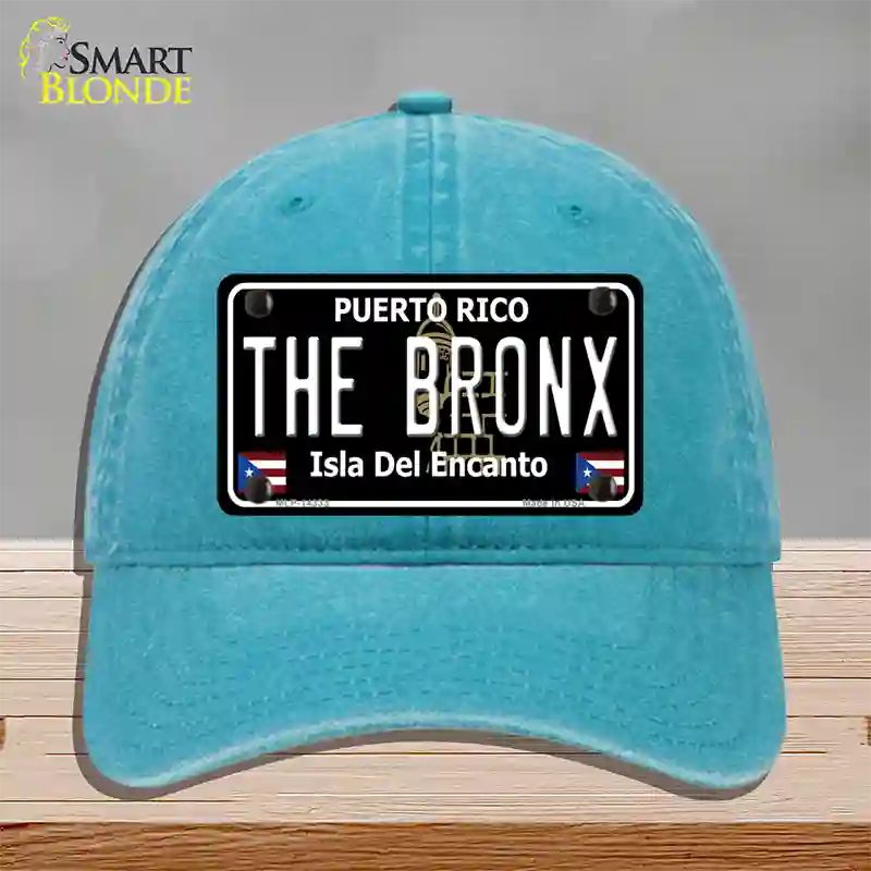 The Bronx Puerto Rico Black Novelty License Plate Hat Unconstructed Cotton / Lake Blue