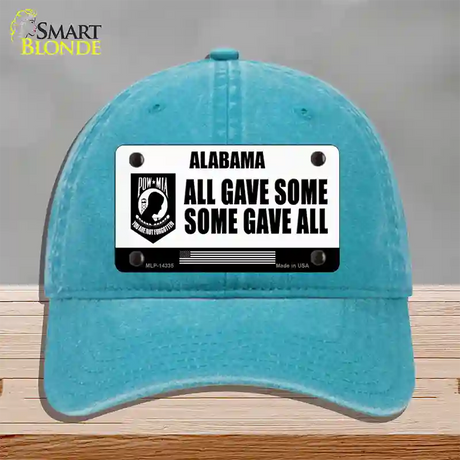 Alabama POW MIA Some Gave All Novelty License Plate Hat Unconstructed Cotton / Lake Blue