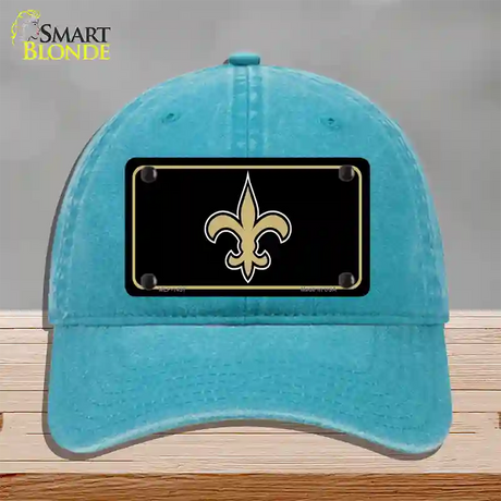 Fleur de lis Novelty License Plate Hat Unconstructed Cotton / Lake Blue