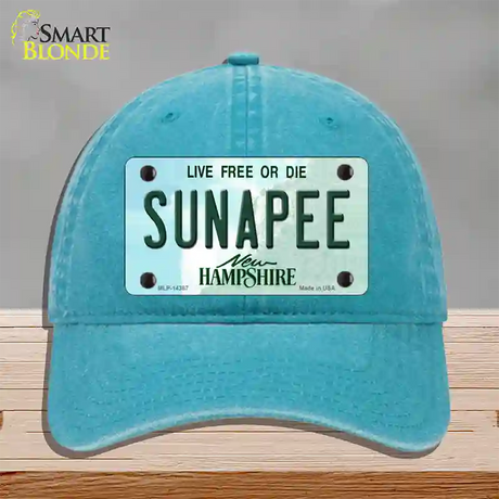 Sunapee New Hampshire Novelty License Plate Hat Unconstructed Cotton / Lake Blue