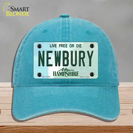 Newbury New Hampshire Novelty License Plate Hat Unconstructed Cotton / Lake Blue