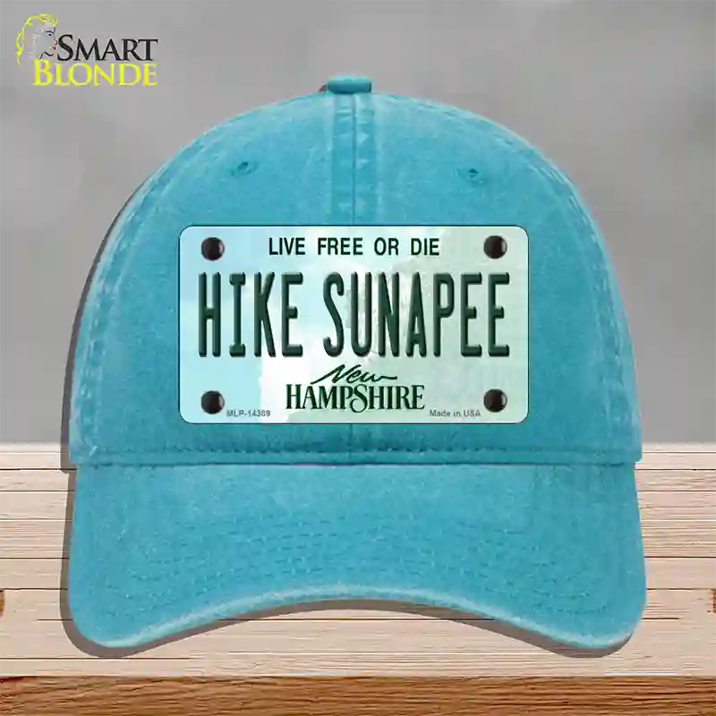 Hike Sunapee New Hampshire Novelty License Plate Hat Unconstructed Cotton / Lake Blue