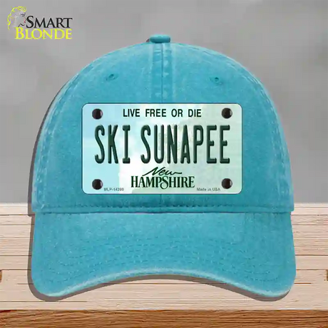 Ski Sunapee New Hampshire Novelty License Plate Hat Unconstructed Cotton / Lake Blue