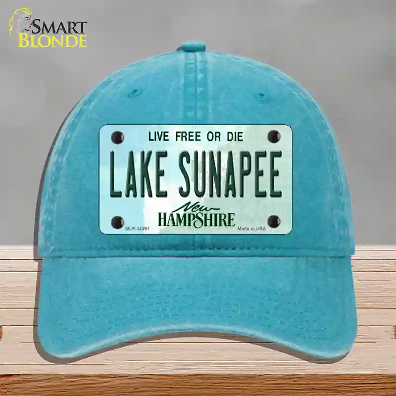 Lake Sunapee New Hampshire Novelty License Plate Hat Unconstructed Cotton / Lake Blue