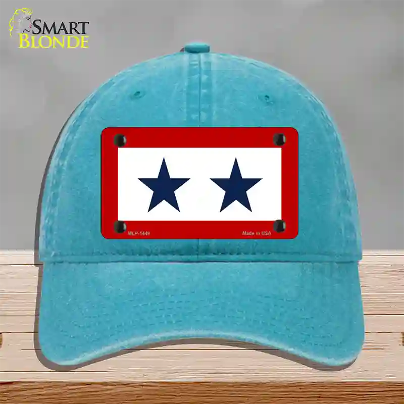 Blue Star Two Novelty License Plate Hat Unconstructed Cotton / Lake Blue