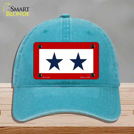 Blue Star Two Novelty License Plate Hat Unconstructed Cotton / Lake Blue