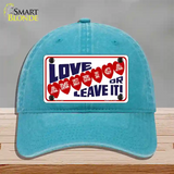 Love America Or Leave It Novelty License Plate Hat Unconstructed Cotton / Lake Blue