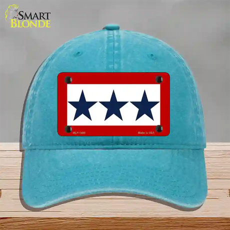 Blue Star Three Novelty License Plate Hat Unconstructed Cotton / Lake Blue