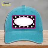 White Black Polka Dots Pink Frame And White Center Oval Novelty License Plate Hat Unconstructed Cotton / Lake Blue