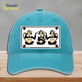 See Hear Speak Monkey Novelty License Plate Hat Unconstructed Cotton / Lake Blue