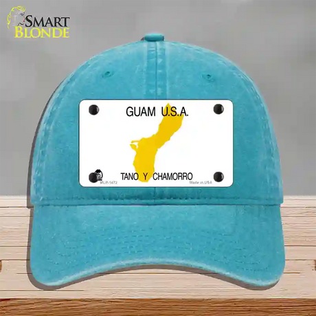 Guam State Novelty License Plate Hat Unconstructed Cotton / Lake Blue