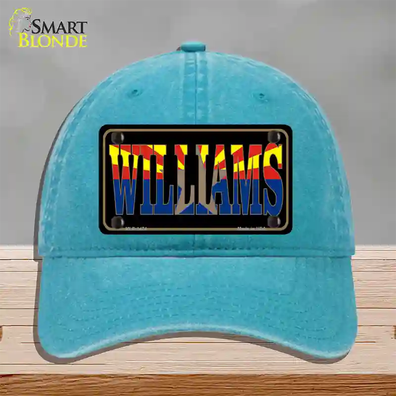 Williams Arizona State Flag Novelty License Plate Hat Unconstructed Cotton / Lake Blue