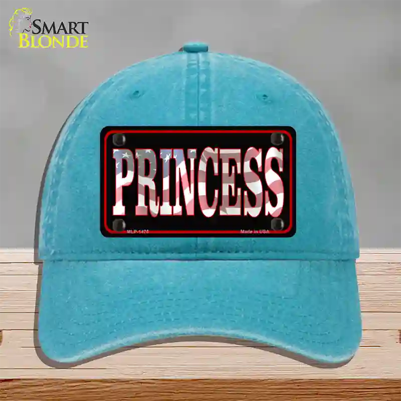 Princess Patriotic Novelty License Plate Hat Unconstructed Cotton / Lake Blue