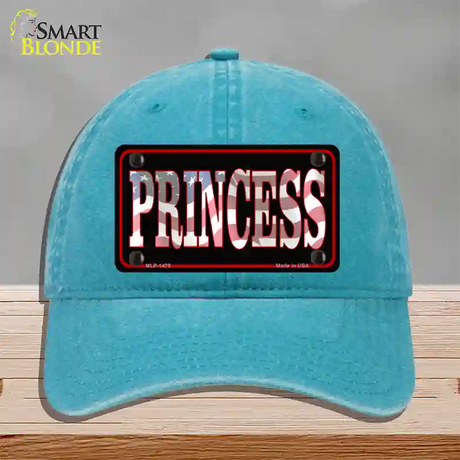 Princess Patriotic Novelty License Plate Hat Unconstructed Cotton / Lake Blue