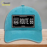 Route 66 Arizona Black Novelty License Plate Hat Unconstructed Cotton / Lake Blue