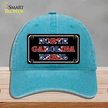 North Carolina Rebel Novelty License Plate Hat Unconstructed Cotton / Lake Blue