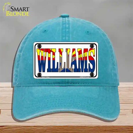 Williams Arizona Flag White Novelty License Plate Hat Unconstructed Cotton / Lake Blue