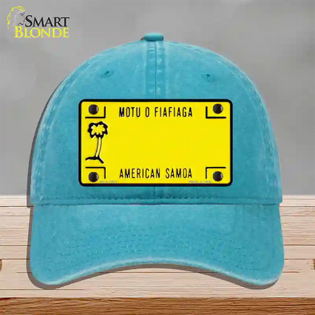 American Samoa Novelty License Plate Hat Unconstructed Cotton / Lake Blue