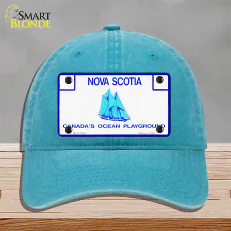 Nova Scotia Novelty License Plate Hat Unconstructed Cotton / Lake Blue