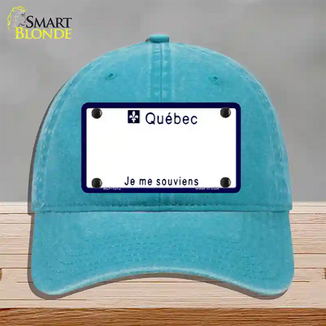 Quebec Novelty License Plate Hat Unconstructed Cotton / Lake Blue