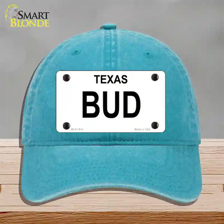 BUD Novelty License Plate Hat Unconstructed Cotton / Lake Blue