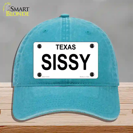 SISSY Novelty License Plate Hat Unconstructed Cotton / Lake Blue