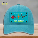 Red Chili & Road Runner New Mexico Teal Novelty License Plate Hat Unconstructed Cotton / Lake Blue