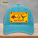 Red Chili & Road Runner Yellow New Mexico Novelty License Plate Hat Unconstructed Cotton / Lake Blue