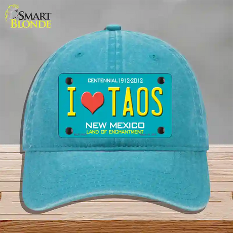 I Love Taos New Mexico Novelty License Plate Hat Unconstructed Cotton / Lake Blue