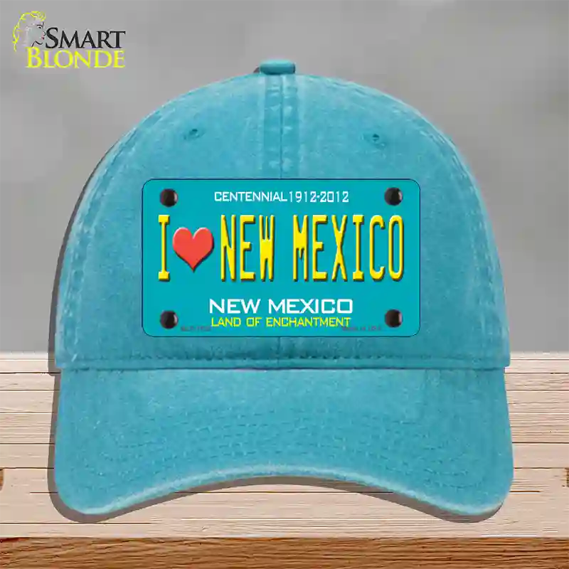 I Love New Mexico Novelty License Plate Hat Unconstructed Cotton / Lake Blue