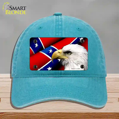 Confederate Flag Eagle Novelty License Plate Hat Unconstructed Cotton / Lake Blue