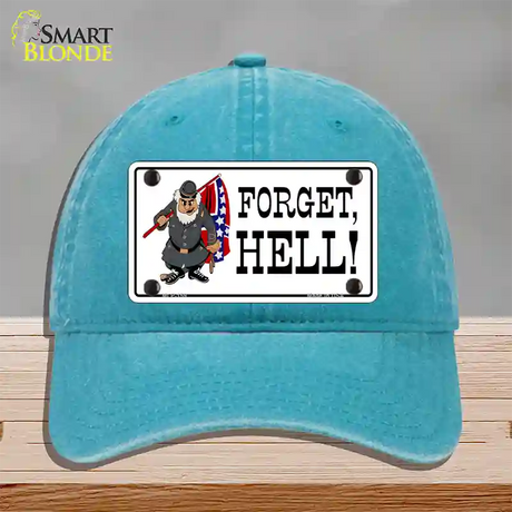 Forget Hell Novelty License Plate Hat Unconstructed Cotton / Lake Blue