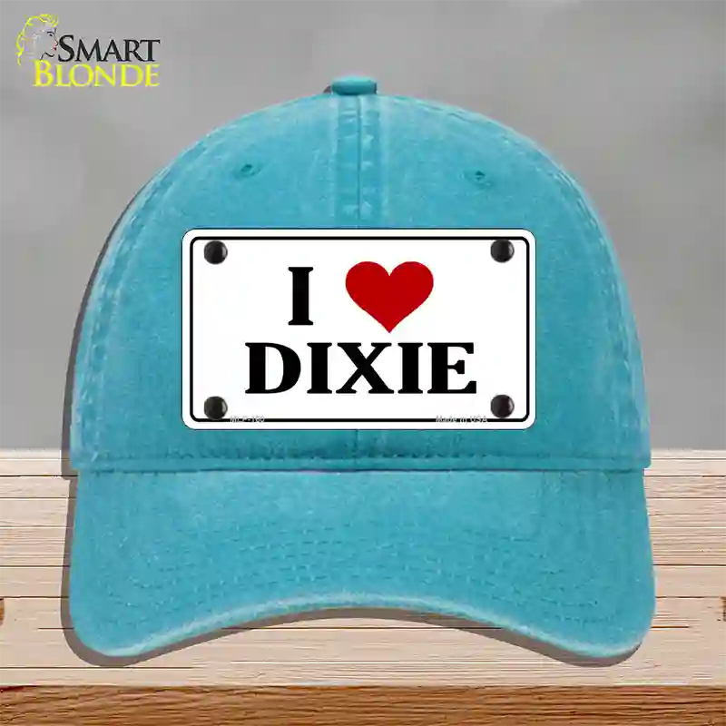 I Love Dixie Novelty License Plate Hat Unconstructed Cotton / Lake Blue