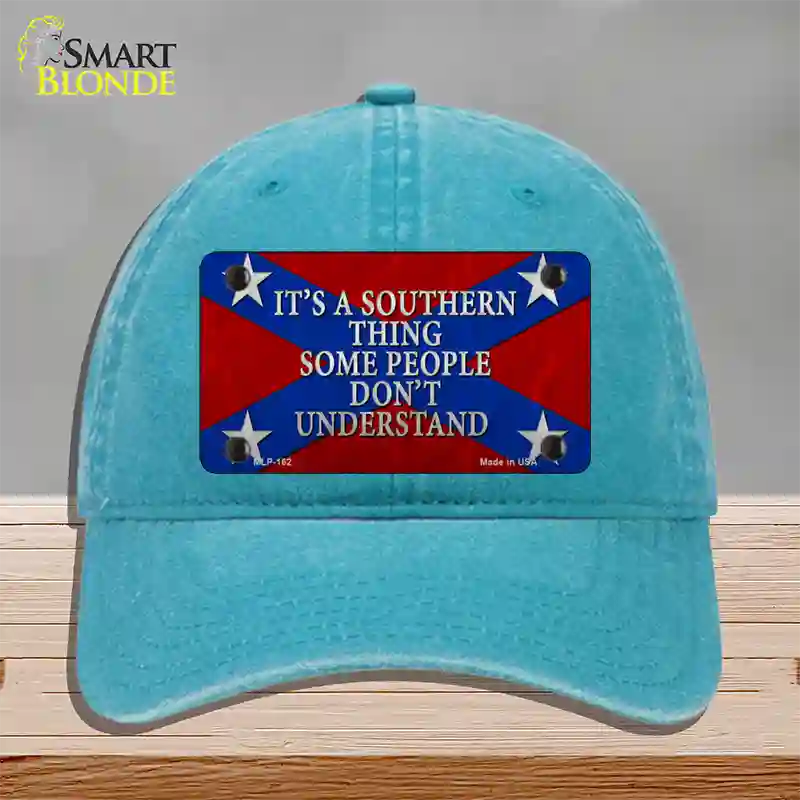 Its A Southern Thing Novelty License Plate Hat Unconstructed Cotton / Lake Blue