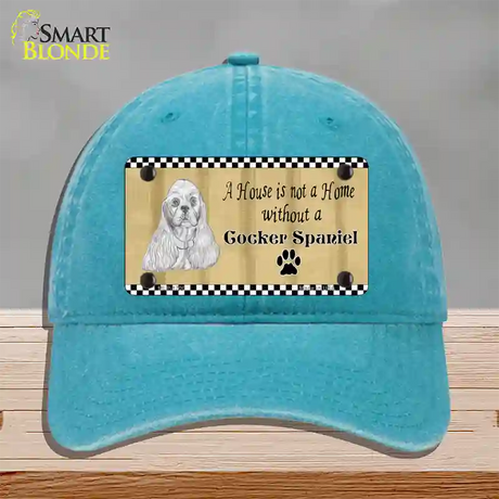 Pencil Sketch Cocker Spaniel Novelty License Plate Hat Unconstructed Cotton / Lake Blue