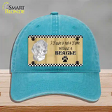 Pencil Sketch Beagle Novelty License Plate Hat Unconstructed Cotton / Lake Blue