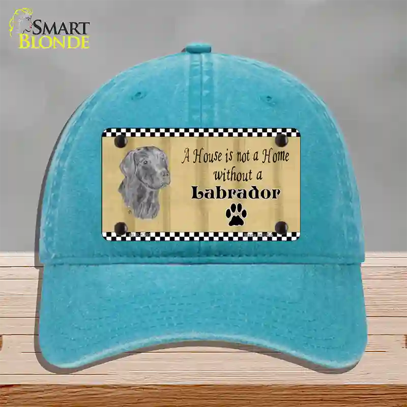 Pencil Sketch Labrador Novelty License Plate Hat Unconstructed Cotton / Lake Blue