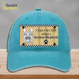 Pencil Sketch German Shepherd Novelty License Plate Hat Unconstructed Cotton / Lake Blue