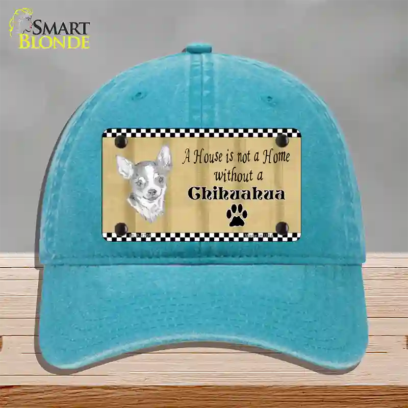 Pencil Sketch Chihuahua Novelty License Plate Hat Unconstructed Cotton / Lake Blue