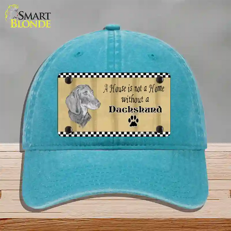 Pencil Sketch Dachshund Novelty License Plate Hat Unconstructed Cotton / Lake Blue