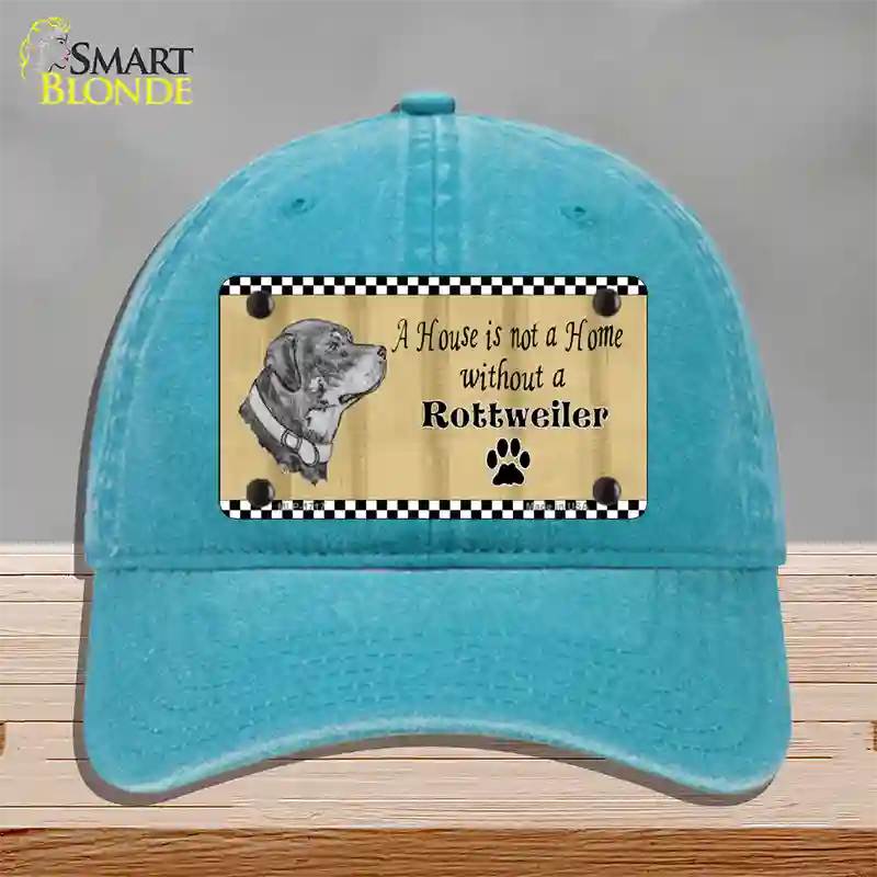 Pencil Sketch Rottweiler Novelty License Plate Hat Unconstructed Cotton / Lake Blue