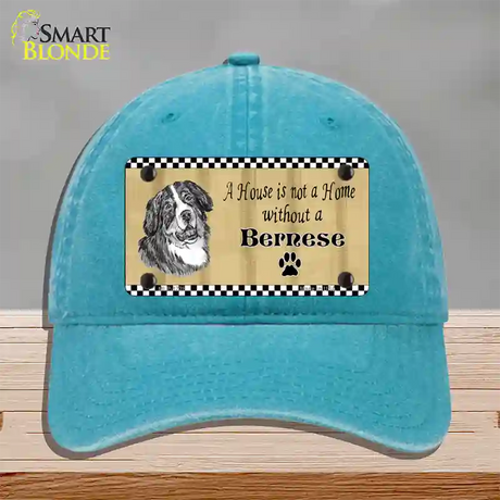 Pencil Sketch Bernese Novelty License Plate Hat Unconstructed Cotton / Lake Blue