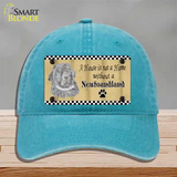 Pencil Sketch New Foundland Novelty License Plate Hat Unconstructed Cotton / Lake Blue